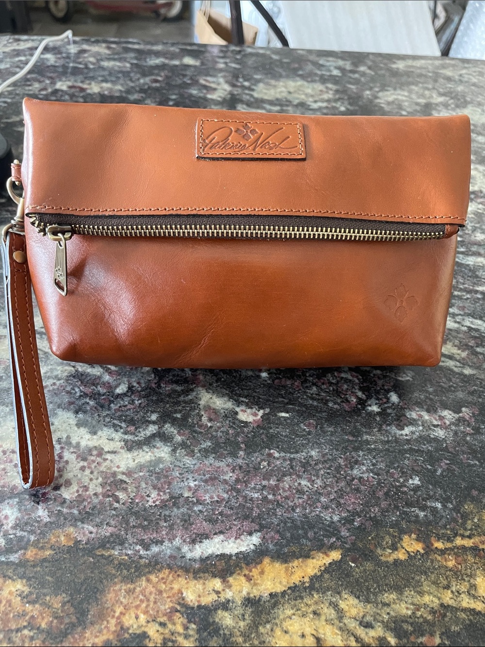 Patricia Nash Brown Leather Wristlet Clutch